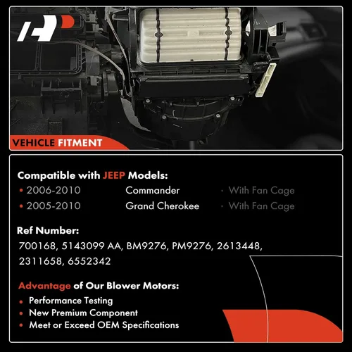 Vista 3 de A-Premium Motor de soplador de calefactor delantero HVAC compatible con Jeep WK Grand Cherokee 2005-2010, XK Commander 2006-2010