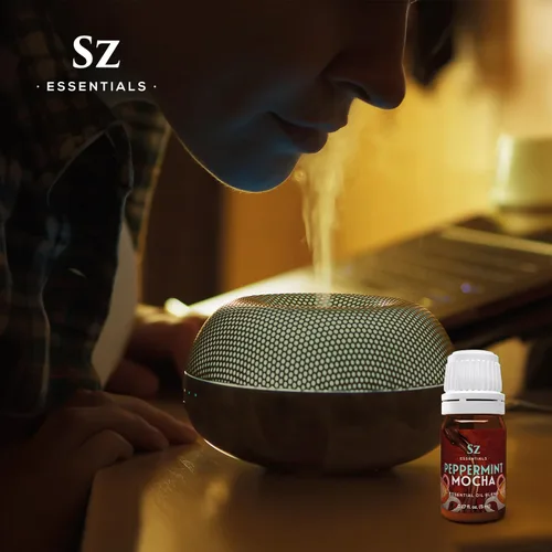 Vista 6 de Aceite esencial de menta Mocha Premium para difusor, aceite esencial sin diluir 100% puro - Extraído de menta, café, cacao con matices de vainilla