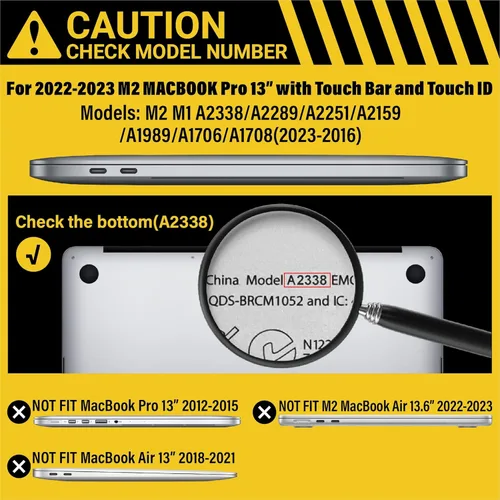 Vista 2 de IBENZER Compatible con MacBook Pro 13 pulgadas 2025 2024 M2 Funda 2025-2016 M1 A2338 A2289 A2251 A2159 A1989 A1706 A1708, carcasa rígida y cubierta