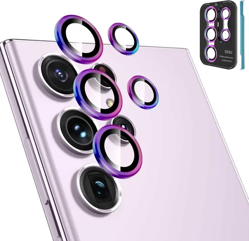 Vista 14 de Tensea Protector de lente de cámara Samsung Galaxy S22 Ultra, protector de pantalla de vidrio templado 9H, anillo individual de metal para S22 Ultra
