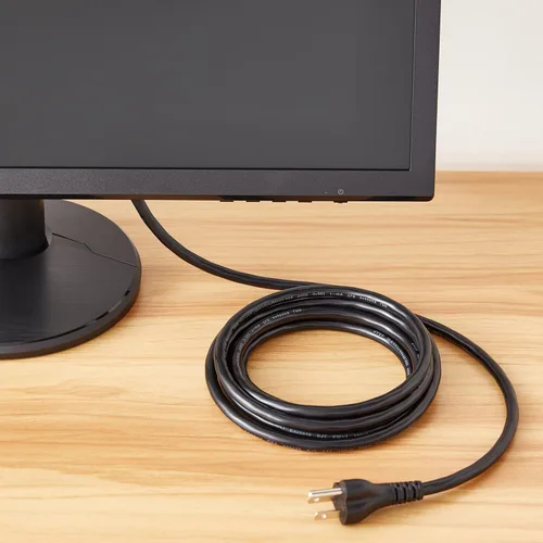 Vista 7 de Amazon Basics - Cable de alimentación para PC, 10 pies, paquete de 5, cable de alimentación de CA para monitor, computadora, TV, 3 clavijas, 18 AWG