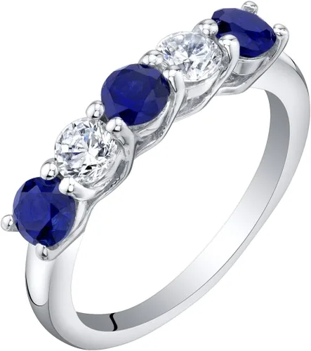 PEORA 925 Sterling Silver Five-Stone Trellis Ring Band for Women in Various Gemstones, 3.5mm Width, Sizes 5 to 9