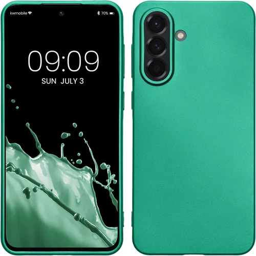 Vista 69 de kwmobile Funda compatible con Samsung Galaxy A12 - Funda protectora de silicona TPU suave y delgada - Verde oscuro mate