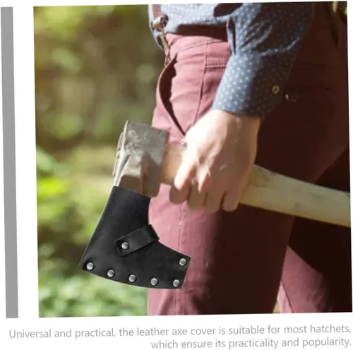 Vista 3 de STOBAZA Funda protectora de piel gruesa para hacha para cubiertas para aventuras de camping al aire libre