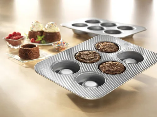 Vista 3 de USA Pan Bandeja antiadherente para brownie, 6 tazas, acero aluminizado