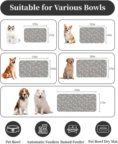 Vista 4 de MontVoo Tapete de Comida para Perros - Tapete de Alimentación de Mascotas para Alimentos y Agua - Sin Manchas de Secado Rápido Tapete para Tazón