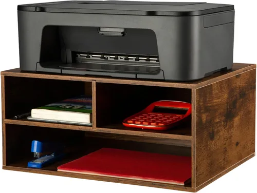 Vista 9 de EMERIT Soporte Grande para Impresora, Mesa de Impresora Ajustable con Almacenamiento, Elevador de Impresora de 2 Niveles Organizador de Papel