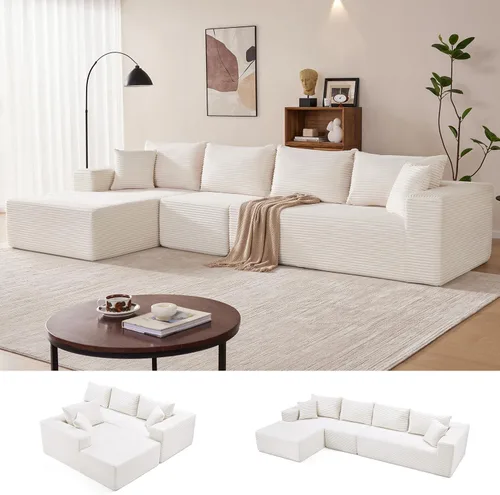 Vista 14 de Mangodan - Sofá seccional en forma de nube, sofá sin huesos para sala de estar, sofá seccional modular con asiento profundo, sofá esponjoso y cómodo