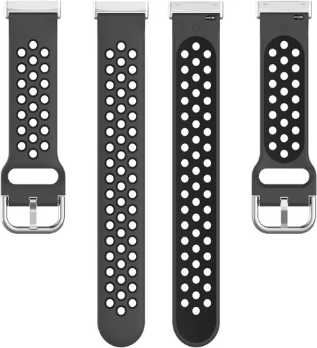 Vista 5 de BabyValley Correa compatible con Fitbit Versa 4/Versa 3/Sense Banda de silicona + conector de metal Correa de pulsera transpirable Correa de reloj