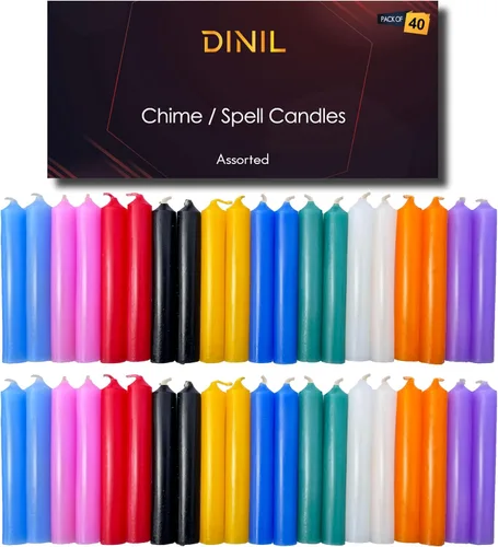 Vista 6 de Dinil – Velas de Hechizo y Chime (40 Velas Blancas) – Mini Velas Cónicas Premium de 4" x 1/2" para Rituales, Cumpleaños, Altar, Hechizos, Velas