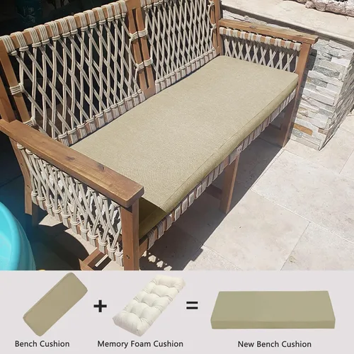 Vista 5 de Funda de cojín de banco para exteriores e interiores, 36 x 14 x 4 pulgadas, impermeable, para columpio y asiento de sofá biplaza, funda de cojín