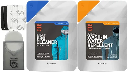 Vista 5 de GEAR AID Kit de cuidado para ropa de abrigo con limpiador Revivex Pro y repelente de agua lavable Revivex