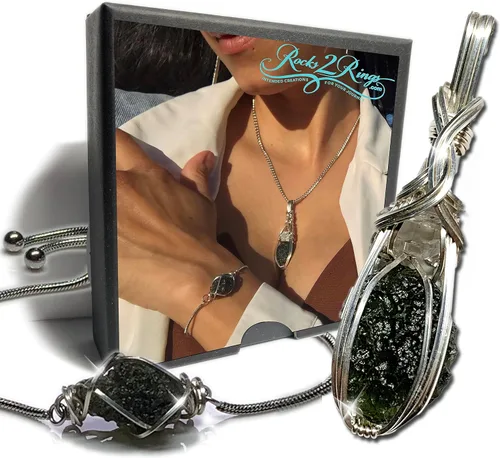 Cristal de moldavita genuino, colgante grande de diamantes Herkimer - MUY alta vibración República Checa Tektite piedra curativa Reiki S61