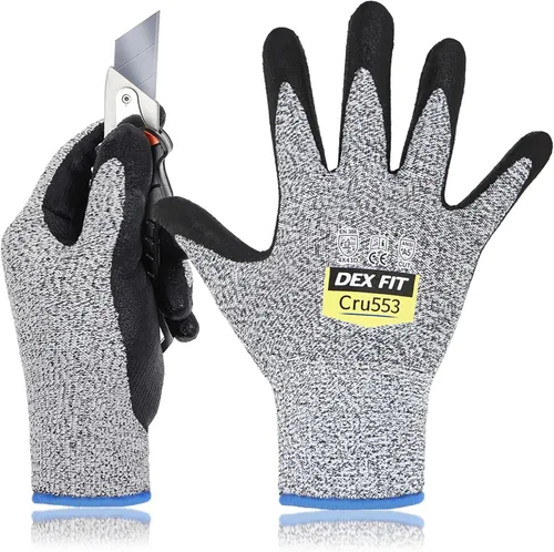 Vista 7 de DEX FIT Guantes resistentes a cortes nivel 5 Cru553, ajuste elástico cómodo 3D, agarre potente, grado profesional, delgados, compatibles