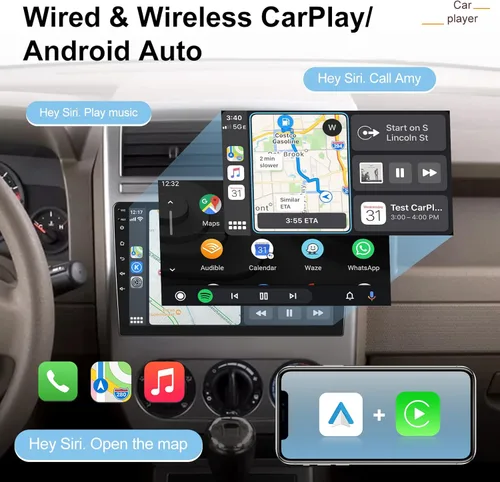 Vista 4 de [2G+32G] Radio de coche para Jeep Compass Patriot 2007 2008 2009, 10.1 pulgadas Android pantalla táctil estéreo, Carplay/Android Auto/Mirror