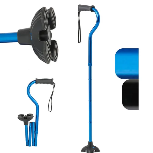 Vista 7 de Medline Bastón plegable compensado, base de 4 puntos con mango de gel acolchado, soporta hasta 350 libras, color negro