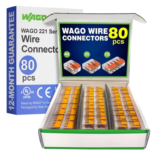 Vista 13 de Conectores de empalme compactos de la serie WAGO 221 de 25 piezas Incluye (10x 221-412) (10x 221-413) (5x 221-415) Conectores de cable WAGO