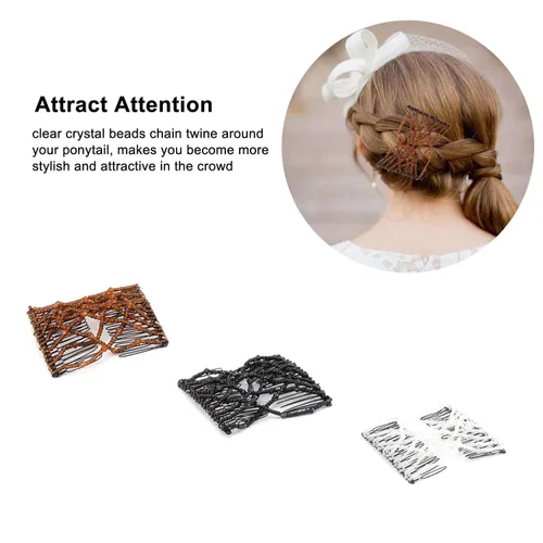 Vista 5 de 3 piezas de accesorios para el cabello con cuentas elásticas vintage mágicas para mujeres, señoras, niñas, pinzas elásticas para el cabello
