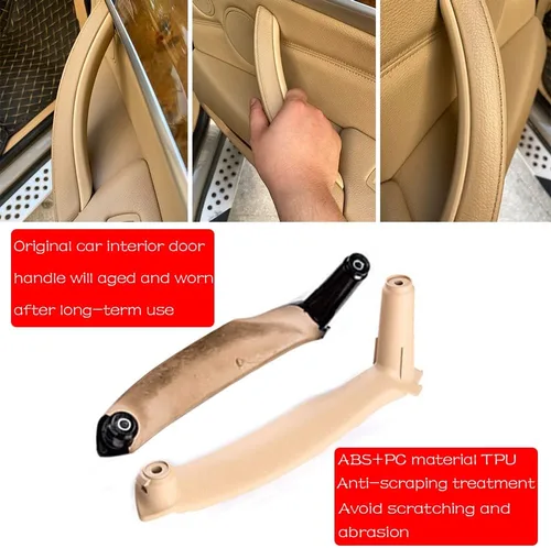Vista 2 de Manija de puerta de automóvil para BMW X5 X6 E71 E70 2007-2013 manijas de puerta interior de repuesto para manija de puerta de automóvil (beige)
