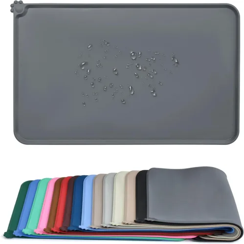 Vista 9 de AUDWUD - Tapete de silicona impermeable para alimentación de mascotas, antideslizante, tapete para tazón de perros para comida y agua