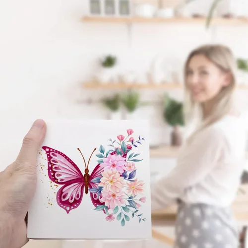 Vista 6 de Ruvoty Letrero de madera con diseño de mariposa floral rústica, decoración de mesa para el hogar y la oficina, dormitorio, sala de estar, cocina