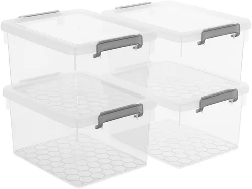 Vista 12 de Citylife Contenedores de almacenamiento de plástico de 22.2 cuartos de galón con tapas, contenedores de almacenamiento apilables grandes