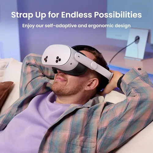 Vista 2 de KIWI design K4 Head Strap, VR Headset Accessories for Meta Oculus Quest 3/3S, Non-Battery & Enhanced Support & Adjustable & Comfort Strap Gift for