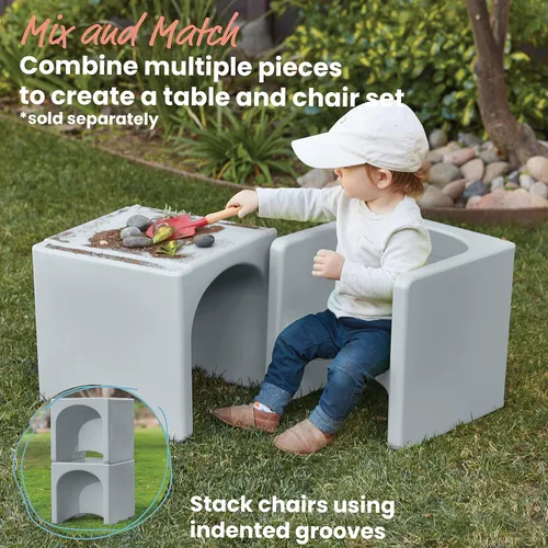 Vista 5 de ECR4Kids Tri-Me 3 en 1 silla cubo, muebles para niños, gris claro