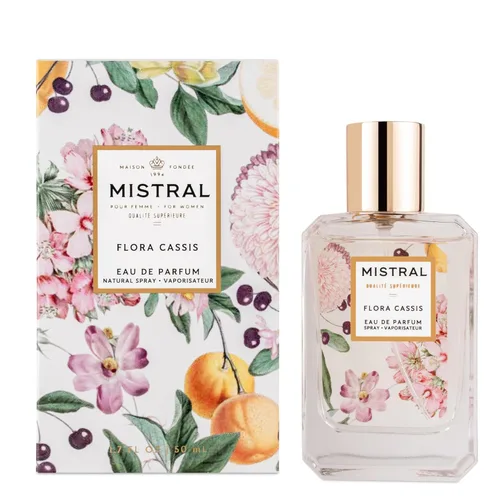 Mistral Flora Cassis Eau de Parfum - Perfume floral afrutado para mujeres con frutas rojas, jazmín y ámbar, sin parabenos, fragancia francesa de