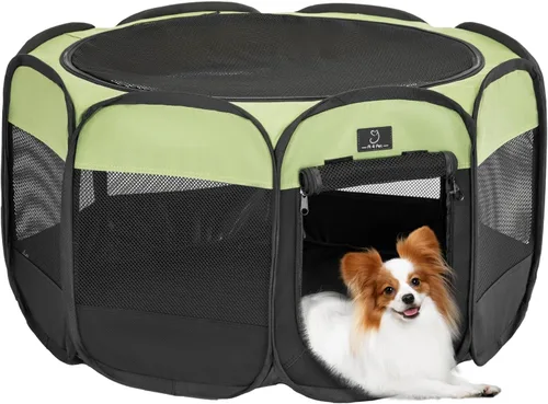Vista 17 de Corralito para perros pequeños y cachorros, 29.92 pulgadas, portátil, para interiores y exteriores, con cuenco, suelo impermeable, plegable