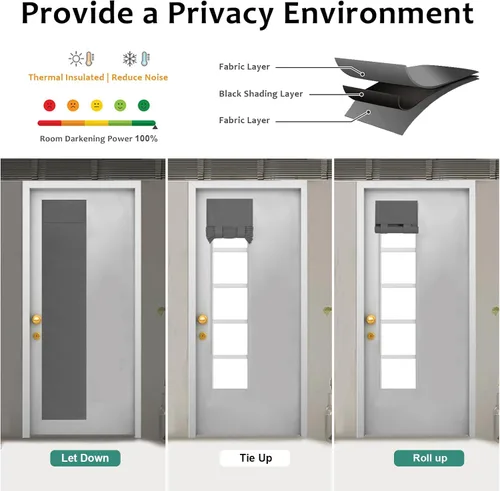 Vista 7 de WdFour Cortinas de puerta lateral para ventana de puerta, oscurecimiento de la habitación, cubierta de ventana de puerta de color sólido para puerta