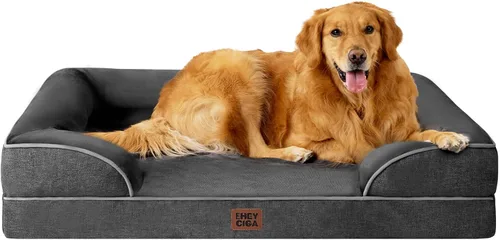 Vista 37 de EHEYCIGA – Cama ortopédica impermeable para perros extragrandes, espuma viscoelástica tipo caja de huevos, bordes elevados y base antideslizante