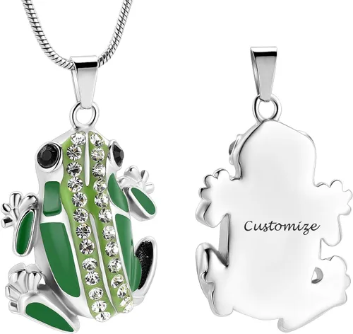 Vista 11 de Collar de urna con forma de rana, collar de urna para cenizas, soporte de recuerdo conmemorativo, collar de suéter
