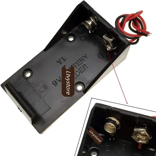 Vista 5 de Soporte de clip de batería de 9 V, negro, 12 piezas de una sola ranura ABS de 9 voltios, caja de contenedor, almacenamiento de baterías de plástico