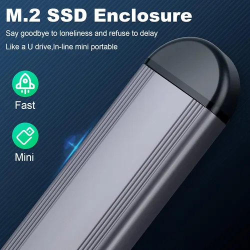 Vista 2 de Carcasa SSD SATA M.2 NVME sin herramientas, chips RTL9210B 9210BIC, USB C 3.2 Gen 2 10Gbps NVME, 6Gbps SATA PCIe M-Key(llave B +M), unidad de estado