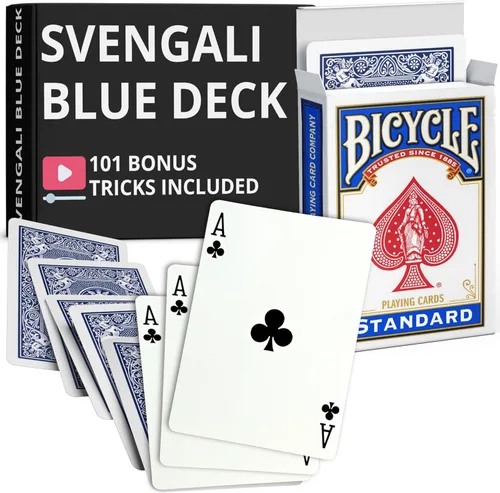 Vista 54 de Ted's Sterling Magic Precision Blue Rider Back Bicicleta Svengali Deck con instrucciones para más de 100 trucos (2 de clubes)