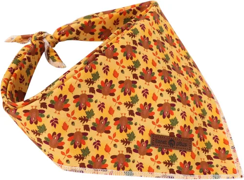 Vista 3 de Lionet Paws Bandana de Acción de Gracias para perro, lavable, de algodón, pañuelo triangular, pañuelo de pavo para perros pequeños, medianos