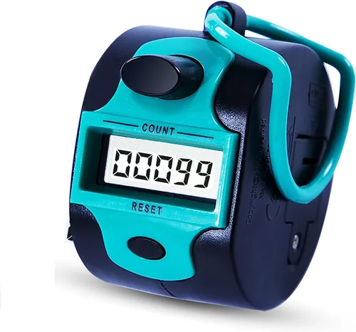 Vista 10 de TESEAS Handy Counter Click Manual Digital Clicker Puntada Contadores Dedo Palma Mecánica Pitch de mano Pantalla electrónica de 5 dígitos Contador