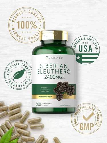 Vista 5 de Carlyle Siberian Eleuthero 300 cápsulas Fórmula sin OMG y sin gluten Ginseng siberiano Suplemento de hierbas tradicionales