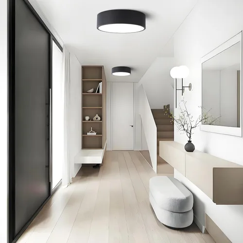 Vista 7 de Lámpara de techo de montaje empotrado regulable moderna, luces LED redondas de color negro mate, iluminación de 5CCT 2700K-6000K para cocina