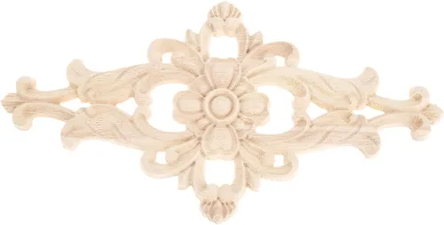 Vista 4 de MUXSAM Apliques de madera tallados para muebles, 2 calcomanías de tallado en centro sin pintar para puerta, pared, techo, gabinete, tocador, espejo