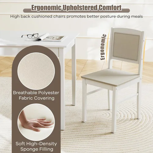 Vista 3 de NAFORT Juego de mesa de comedor de 5 piezas para 4, mesa de cocina de madera maciza de mediados de siglo moderno con 4 sillas de comedor tapizadas