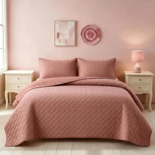 Vista 58 de Bedsure Colchas de tamaño Queen – Colchas ligeras tamaño Queen con patrón de tejido de canasta, ropa de cama suave, edredón de rosa polvorienta