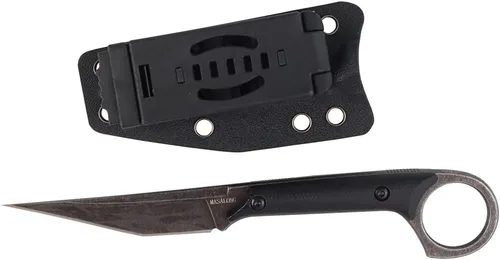 Vista 2 de MASALONG kni214 EDC - Cuchillo táctico para supervivencia al aire libre, senderismo, camping, cuchillo recto delgado (negro)