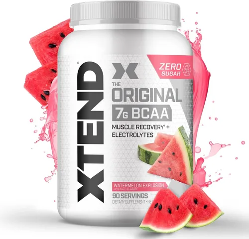 Vista 22 de XTEND Original BCAA - Polvo de Mango Madness Bebida de recuperación muscular post entrenamiento sin azúcar con aminoácidos 7g de BCAA