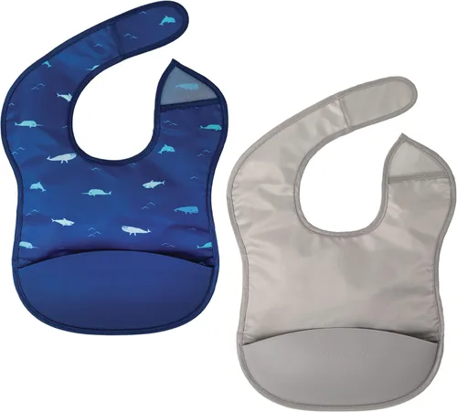 Vista 12 de Tiny Twinkle Baberos de bolsillo de silicona, impermeables, que atrapan los alimentos, a prueba de desorden para bebés de 6 a 24 meses, niños Pequeño