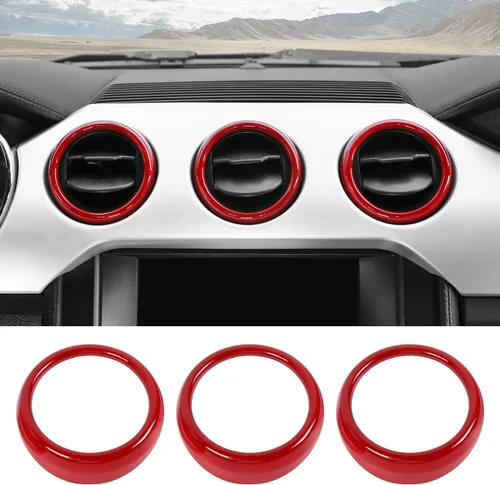 Vista 9 de RT-TCZ Anillo de cubierta de ventilación de salida de aire acondicionado para consola central, accesorios interiores para Ford Mustang 2015-2022, 3