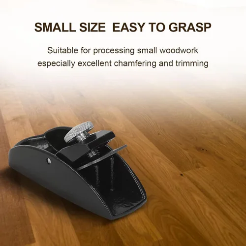 Vista 2 de Mini cepilladora de madera, profundidad de corte ajustable, acero al carbono, negro, carpintería, cepilladora manual, 0.5 pulgadas de ancho