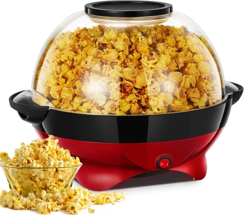 HOUSNAT Popcorn Machine, 28 Cup Popcorn Maker, 800w Electric Stirring Popcorn Popper with Quick-Heat Technology,Removable Non-Stick Surface,Cool