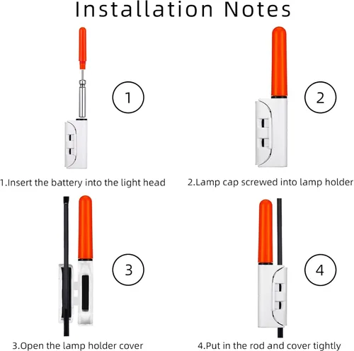 Vista 6 de Luces LED de punta de caña de pescar – Indicador inteligente de golpe y alarma de mordeduras para pesca nocturna – Alerta impermeable con clip